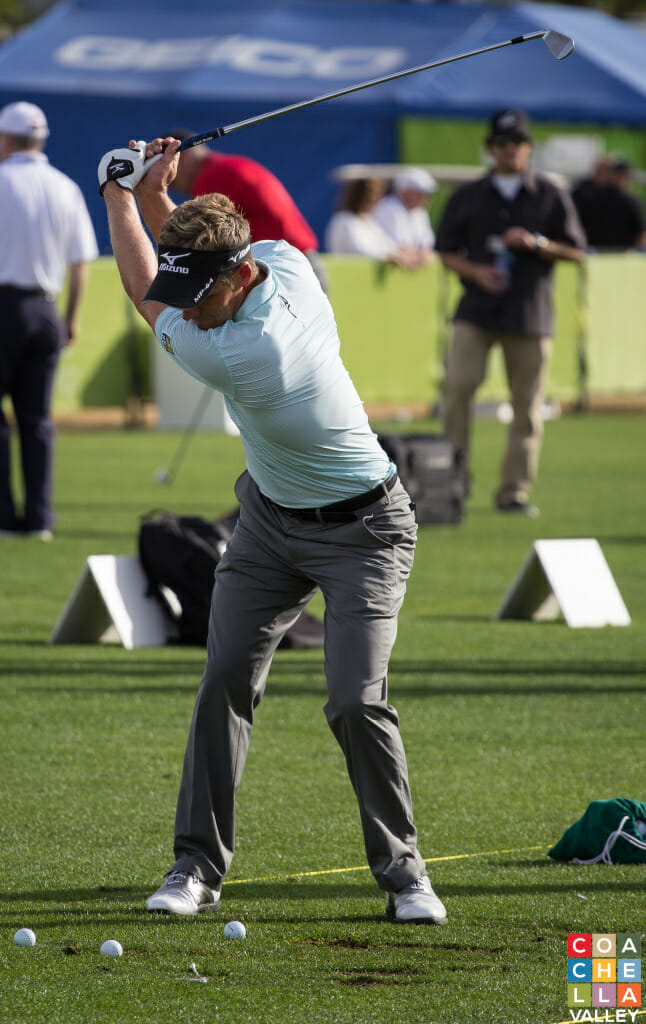 Luke Donald practicing Tuesday at PGA West prior to the 2015 Humana Challenge starting Thursday, January 22, 2015