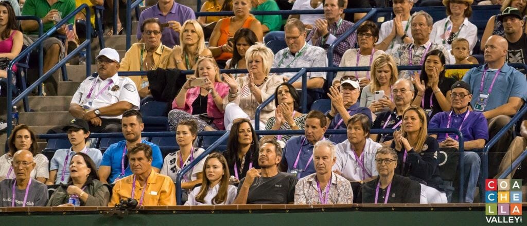 BNP Paribas 2015 Serena Williams WINS in straight sets (7-5)(7-5) against Monica Niculescu of Romania to a sold out crowd including Larry Ellison, Bill Gates, and John McEnroe.