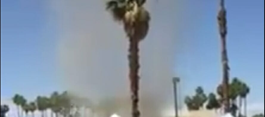 Caught on tape Dirt-Nado hitting downtown Palm Springs at the Vintage Market on Indian Canyon near Alejo