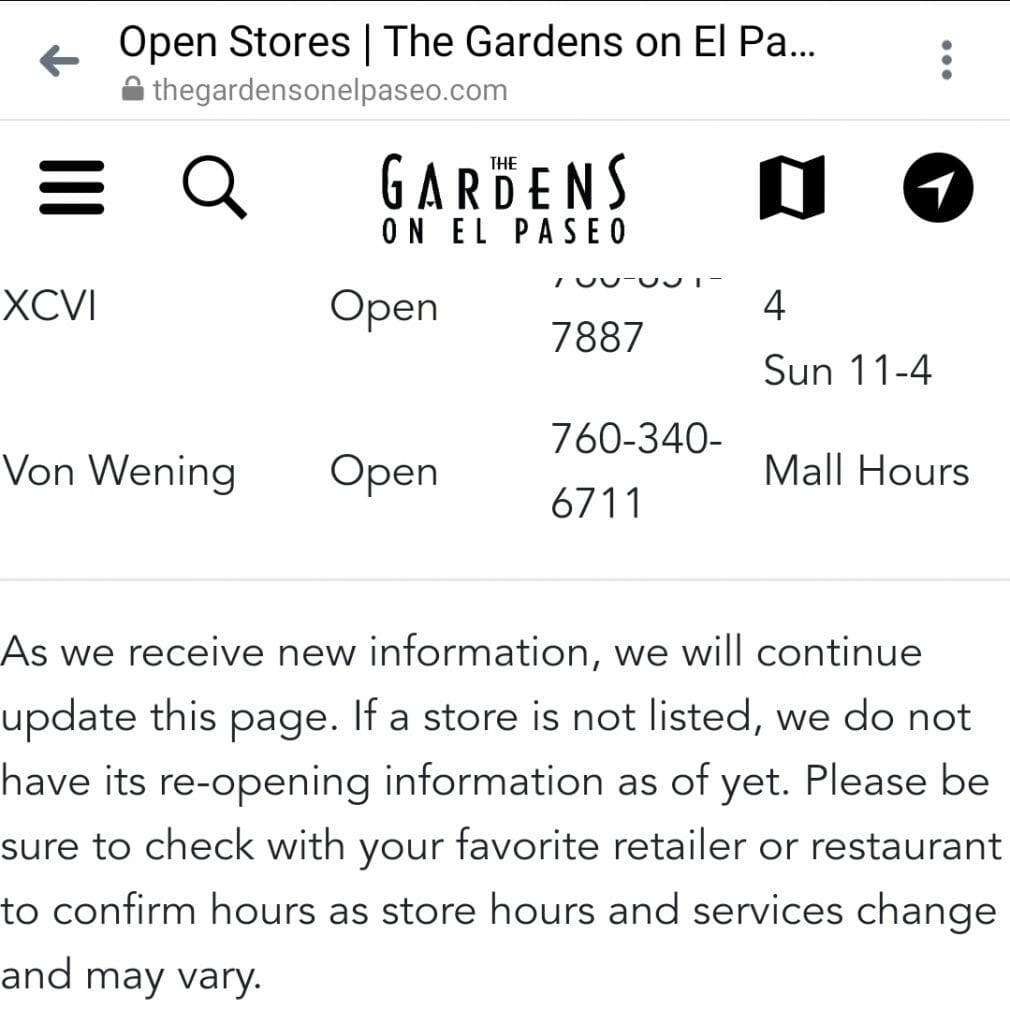 The Gardens on El Paseo reopen 