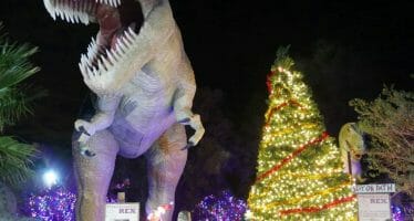 Cabazon Dinosaurs Christmas in lights, arrival of Santa Claus began Friday, November 6, 2020